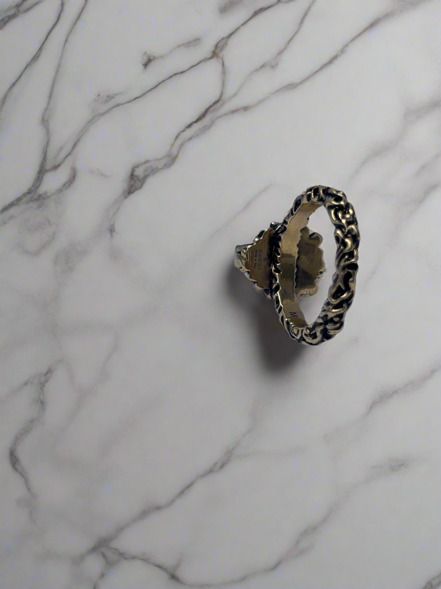 Gucci lion head brass ring