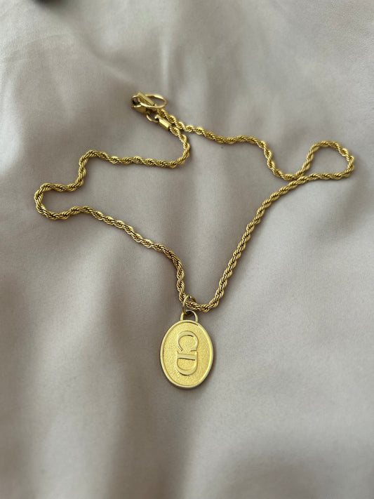 Christian Dior rope chain pendant necklace