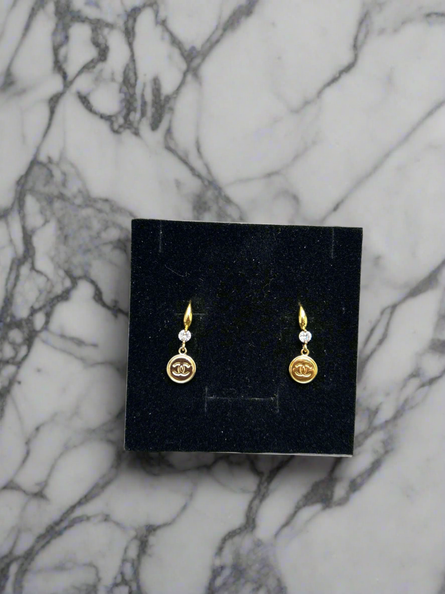 Chanel elegance diamond mini drop earrings
