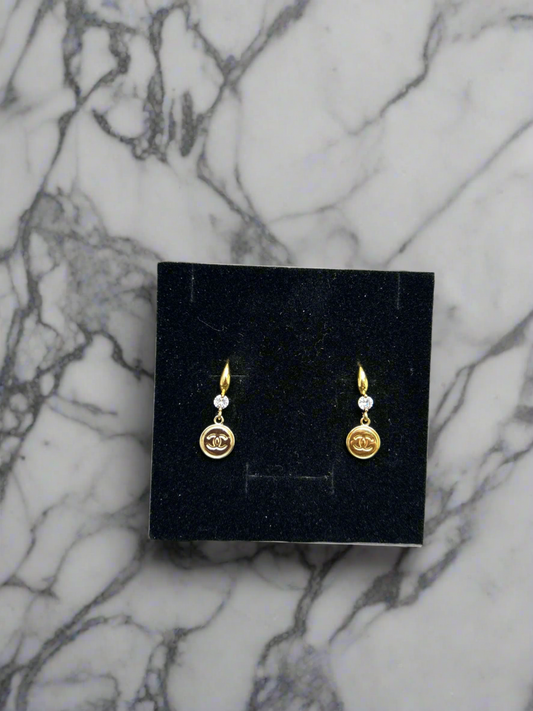 Chanel elegance diamond mini drop earrings