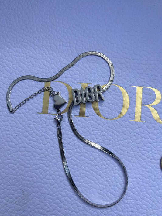 Dior silver logo snake chain
